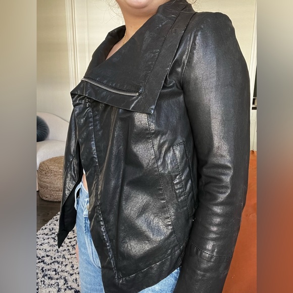 *Genuine Leather* Petite Moto Cropped Jacket Y2K - XS - Picture 3 of 9